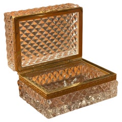 Vintage Faceted Crystal and Gold Ormolu Lidded Box by Baccarat