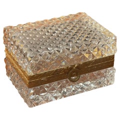 Vintage Faceted Crystal and Gold Ormolu Lidded Box by Baccarat