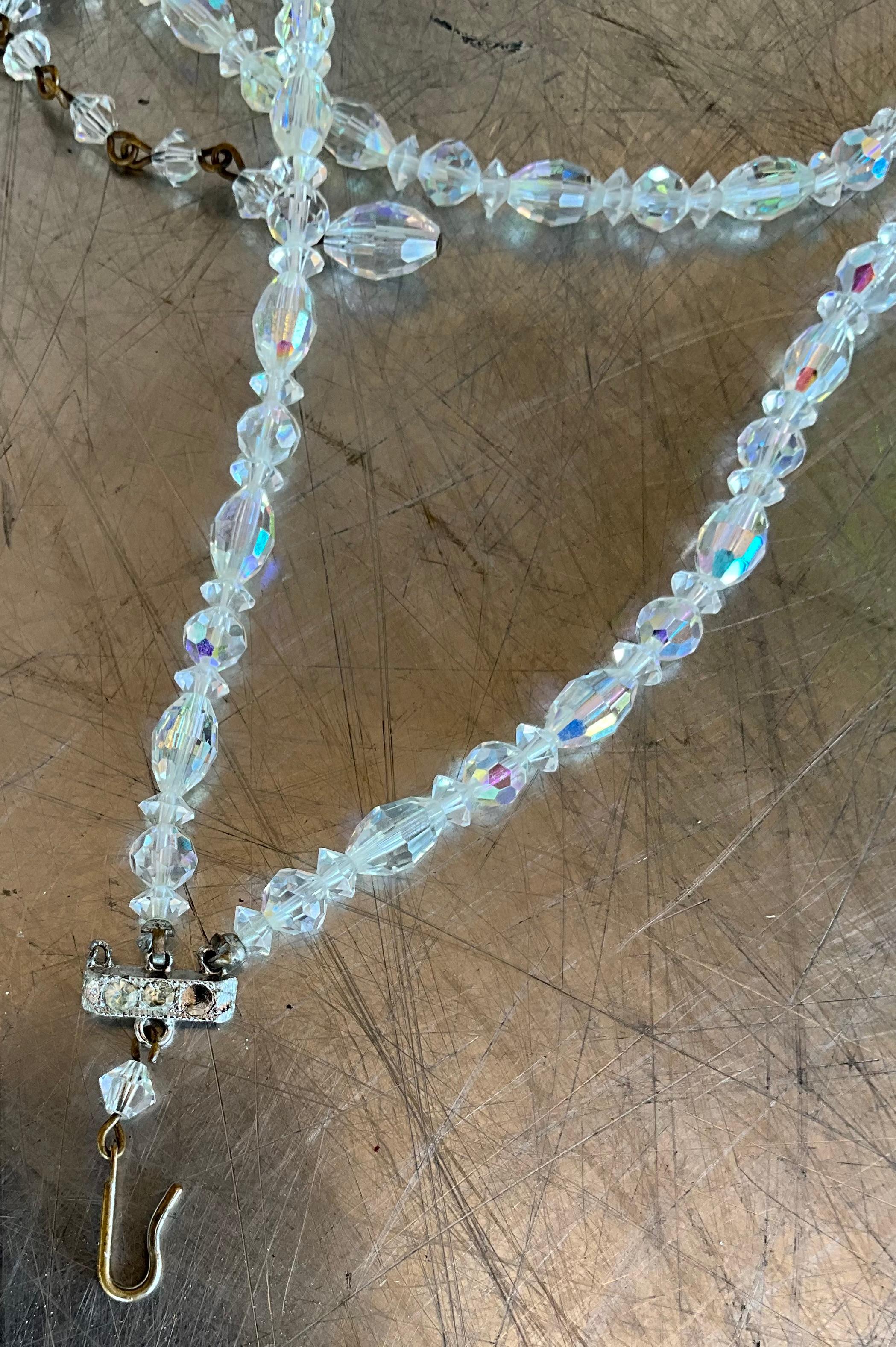 Collier vintage à double rang en cristal facetté en vente 4