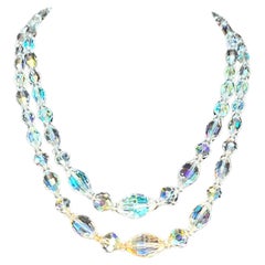 Vintage Faceted Crystal Double Strand Necklace