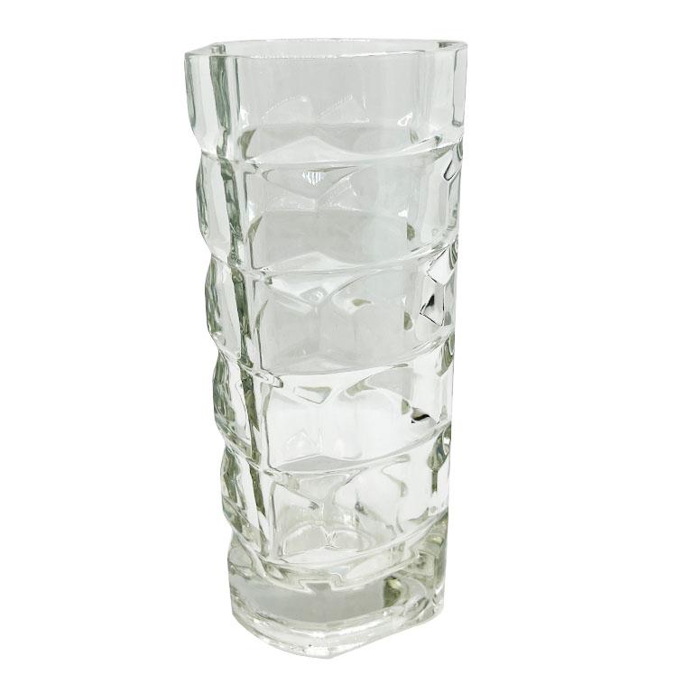 Art Déco Vaso di vetro pressato francese sfaccettato - Francia in vendita