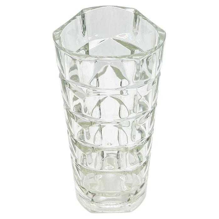 Vaso di vetro pressato francese sfaccettato - Francia