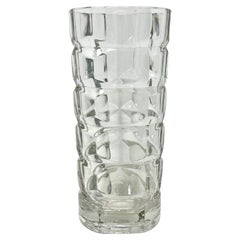 Vintage Faceted French Pressed Glass Vase, Triangular Geometric 1970s, France