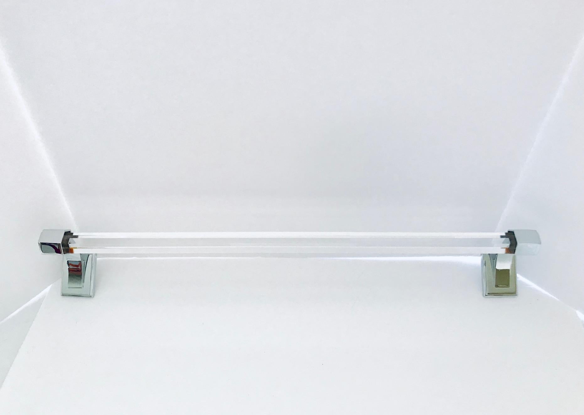 Vintage Faceted Glass and Nickel Towel Holder 3