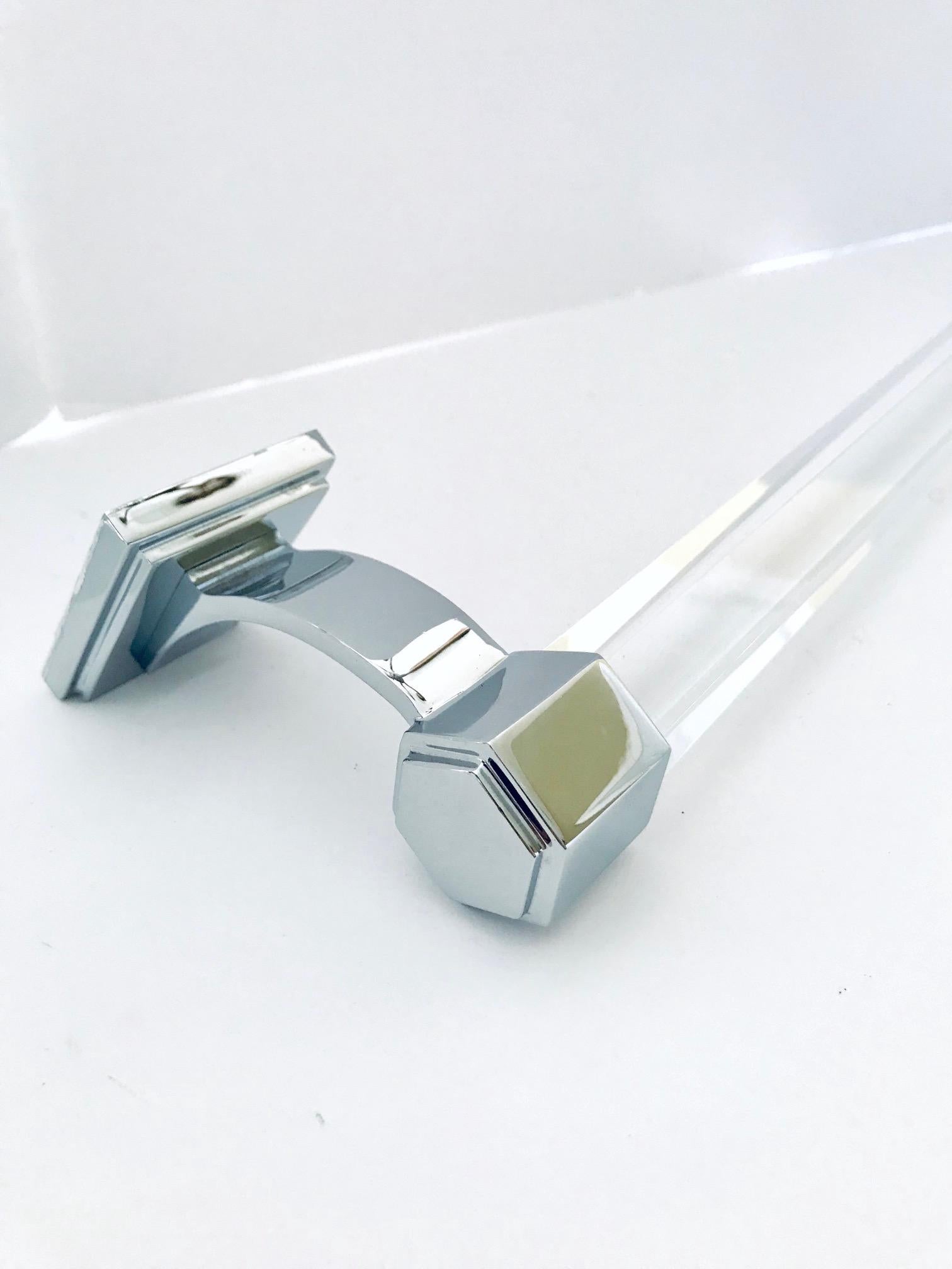 Art Deco Vintage Faceted Glass and Nickel Towel Holder