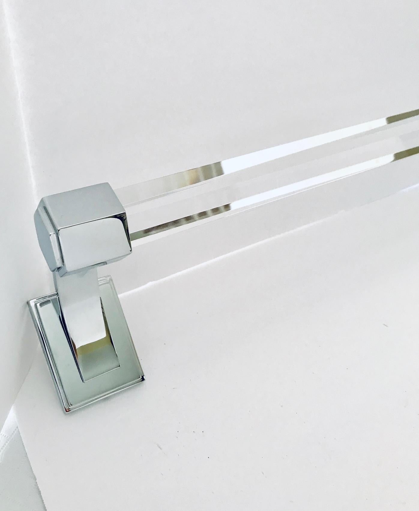 American Vintage Faceted Glass and Nickel Towel Holder