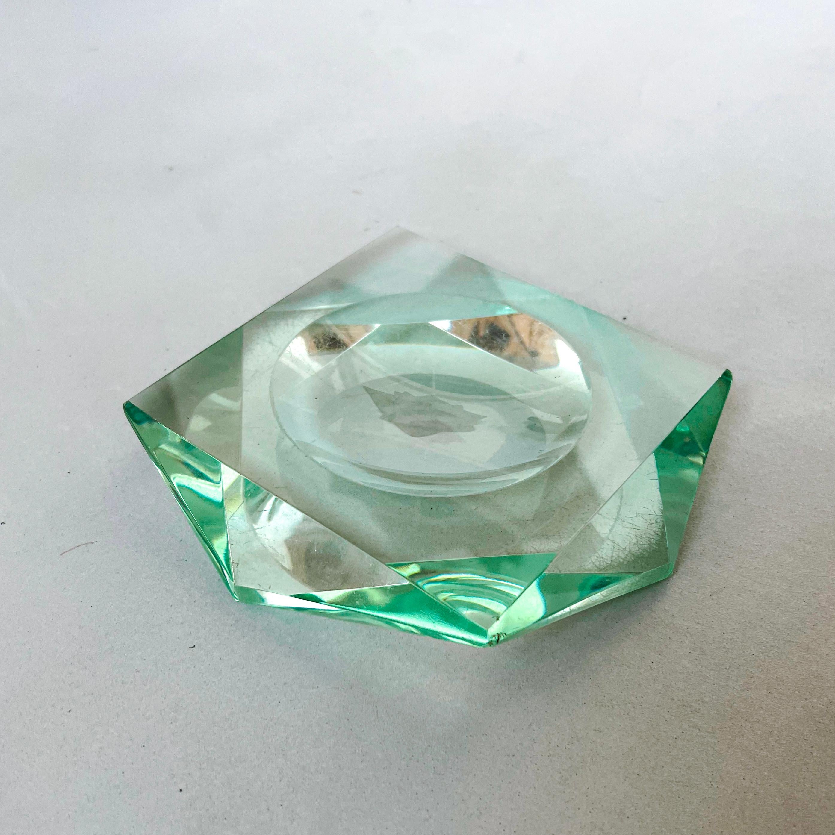 vintage green glass tray