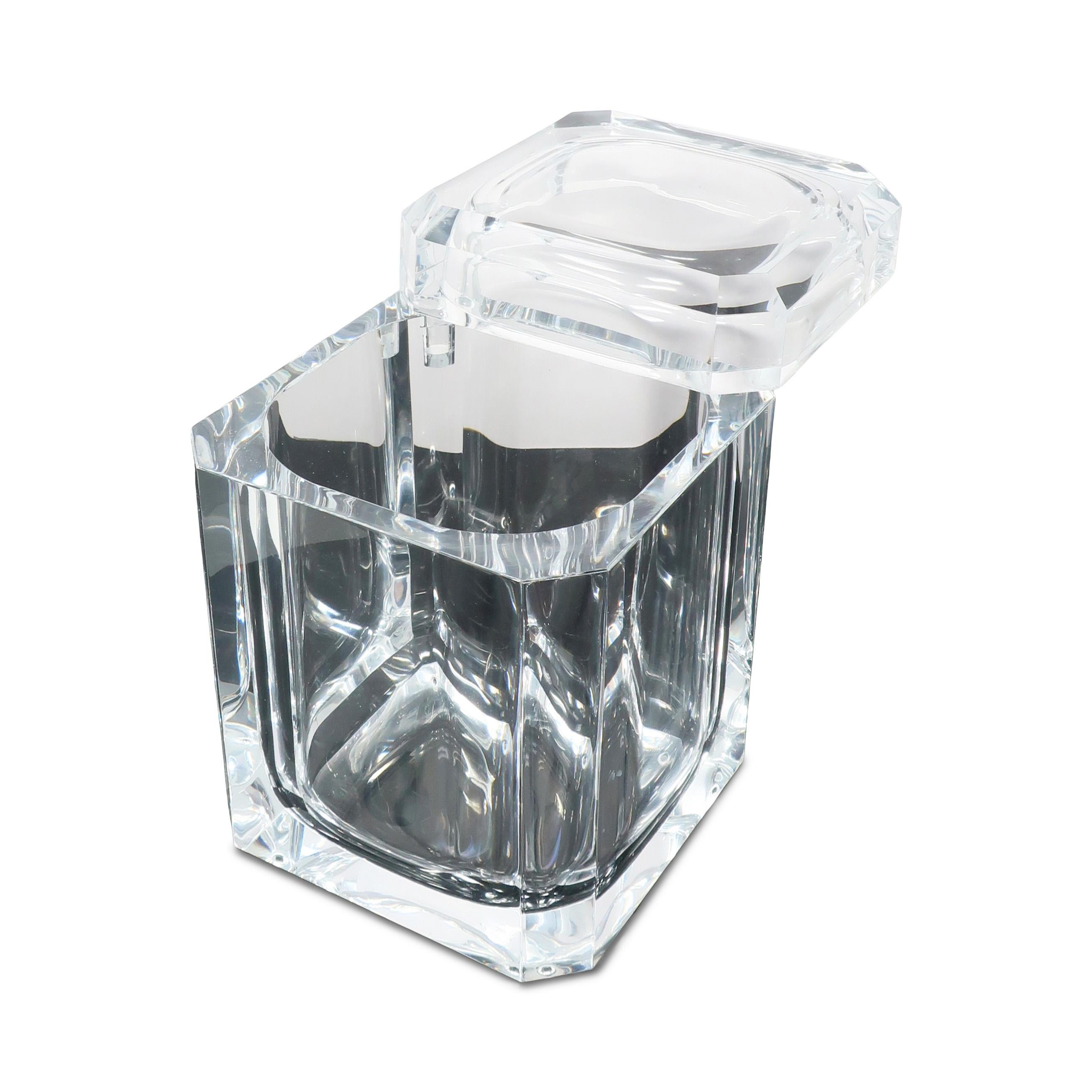 20th Century Vintage Faceted Lucite Ice Bucket