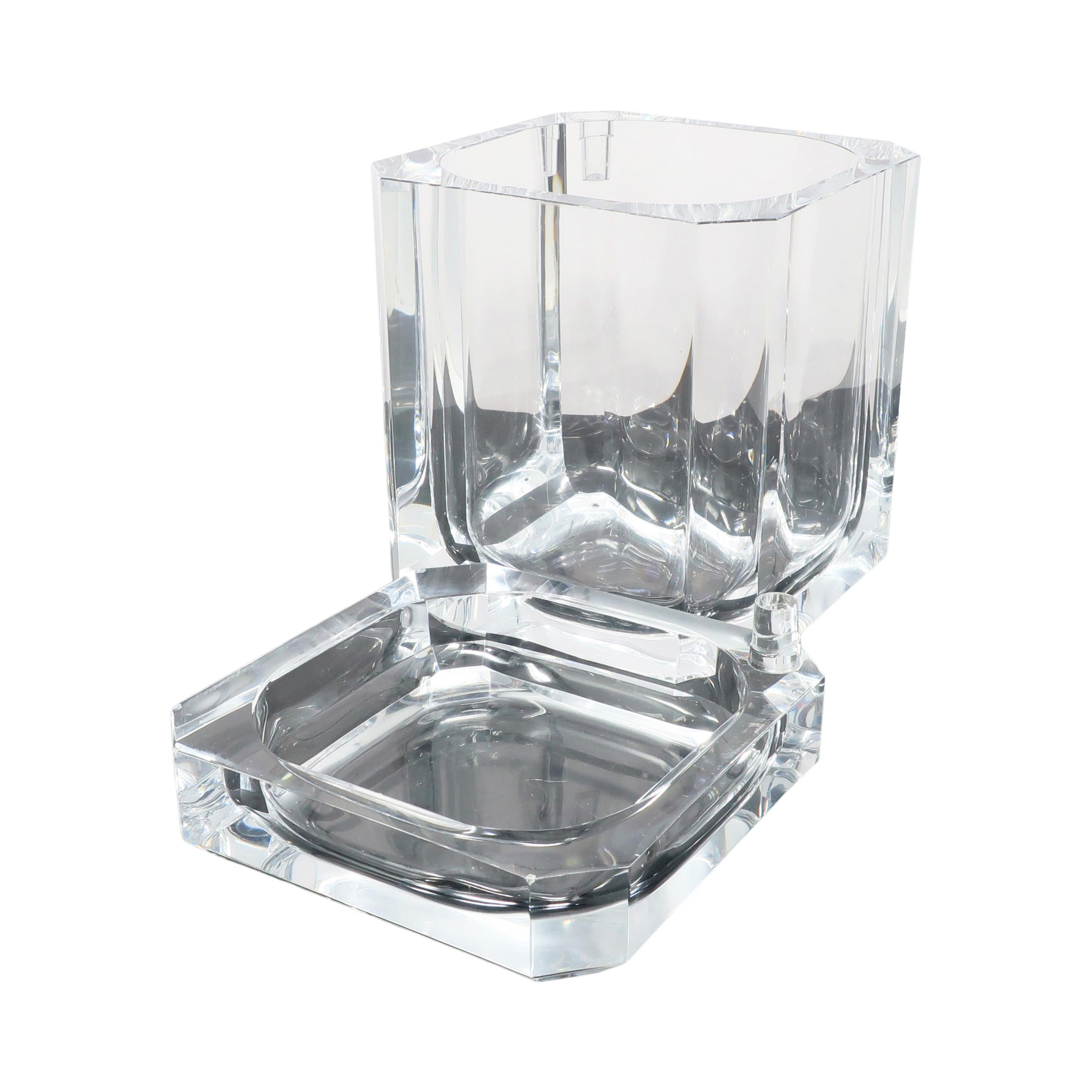 Vintage Faceted Lucite Ice Bucket 1