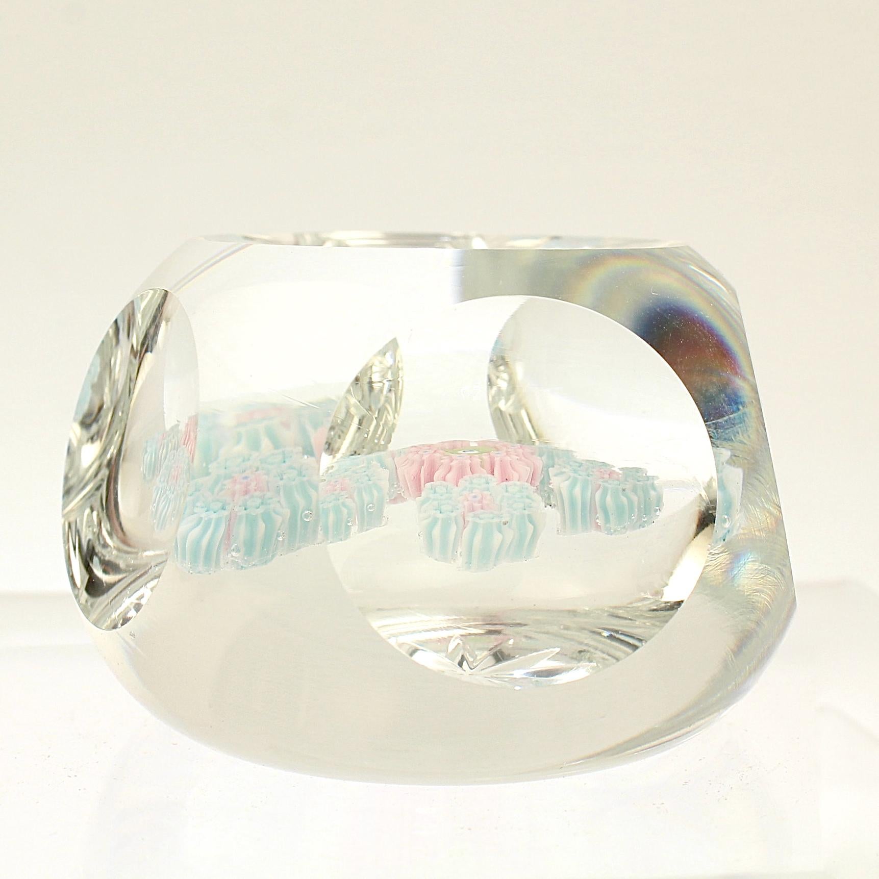Pisapapeles vintage de cristal artístico Millefiori facetado y espaciado de Perthshire 3