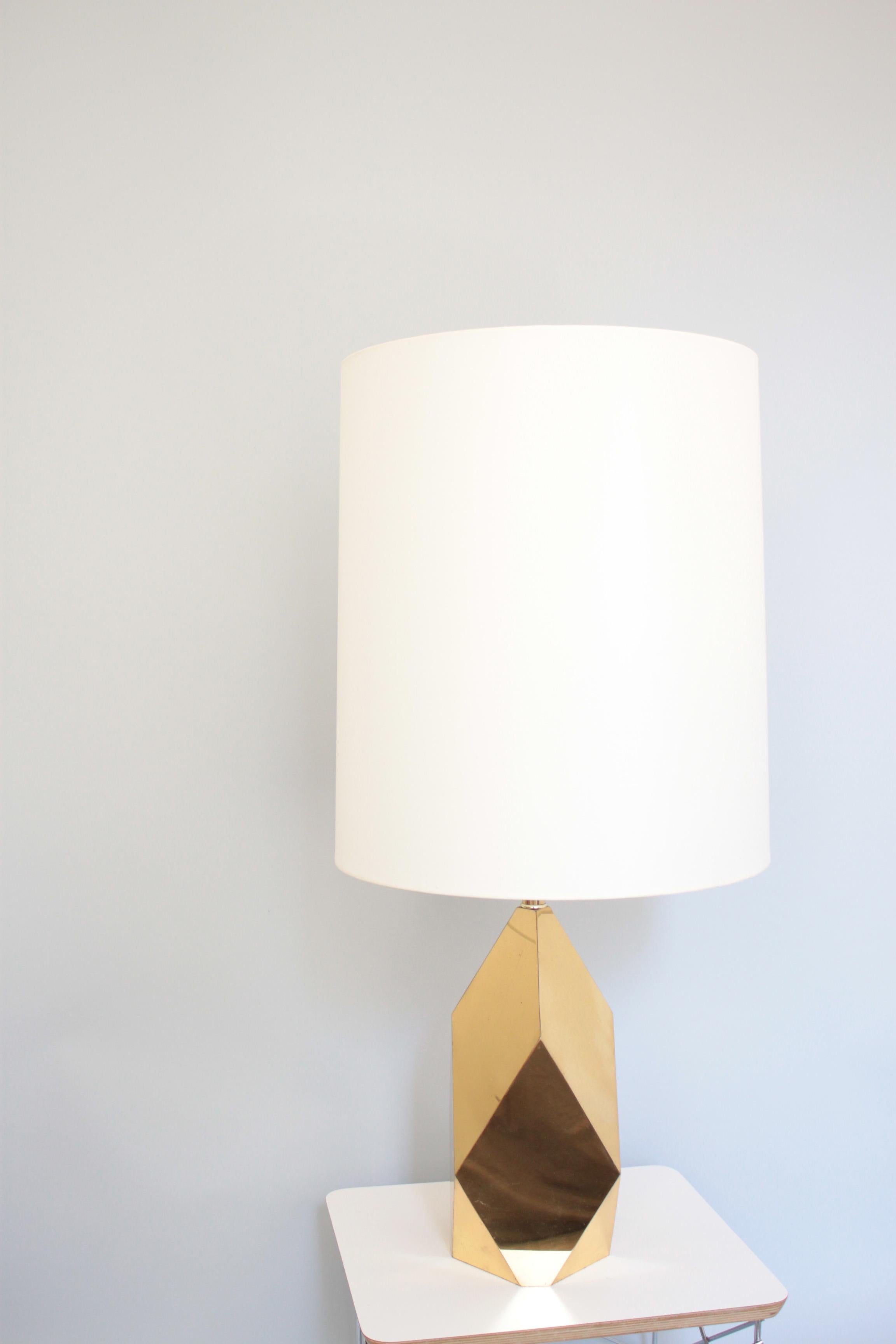 Metalwork Vintage Faceted Table Lamp For Sale