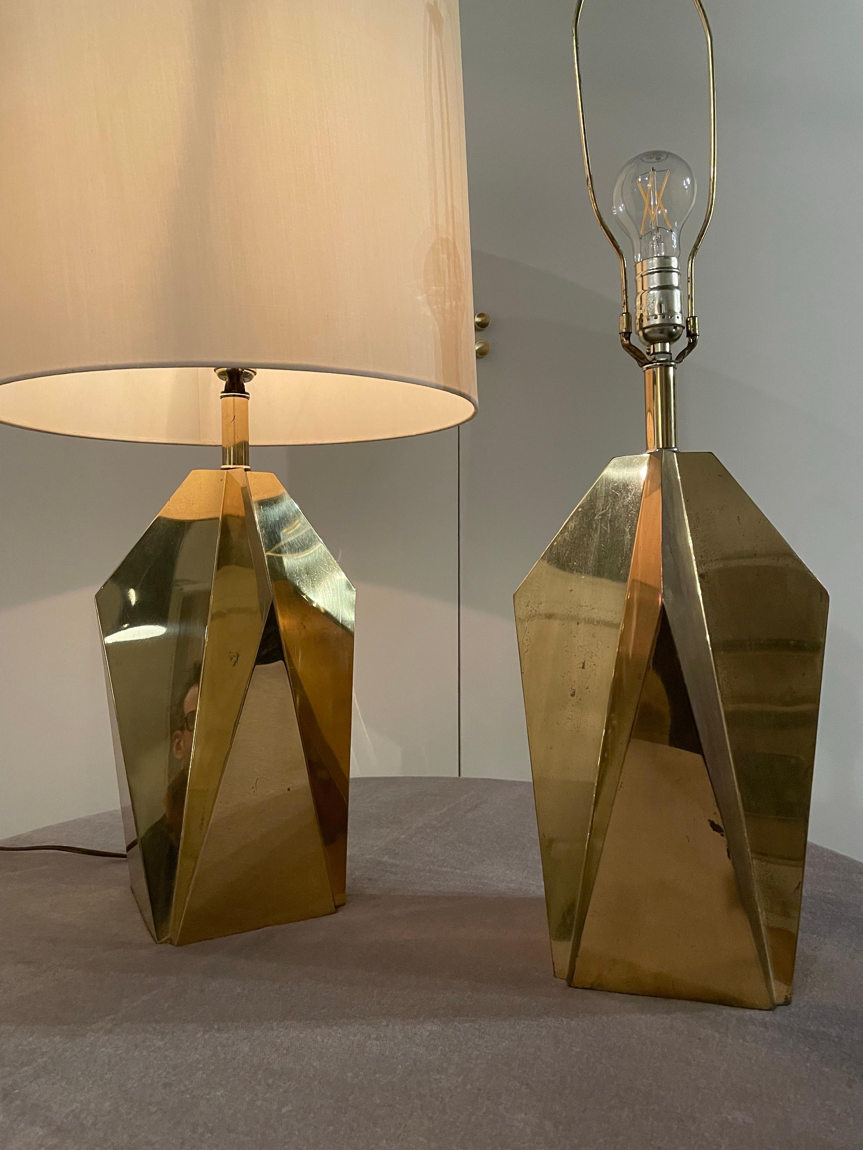 Mid-Century Modern Vintage Faceted Table Lamps, Pair For Sale