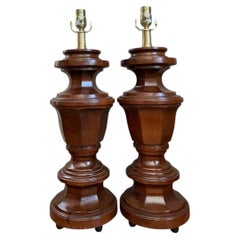 Lámparas vintage de madera con facetas - Un par