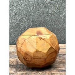 Vintage Faceted Wood Sphere