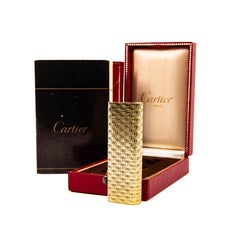 Vintage Factory 18k Solid Gold Cartier Les Must Lighter in Box 1960s