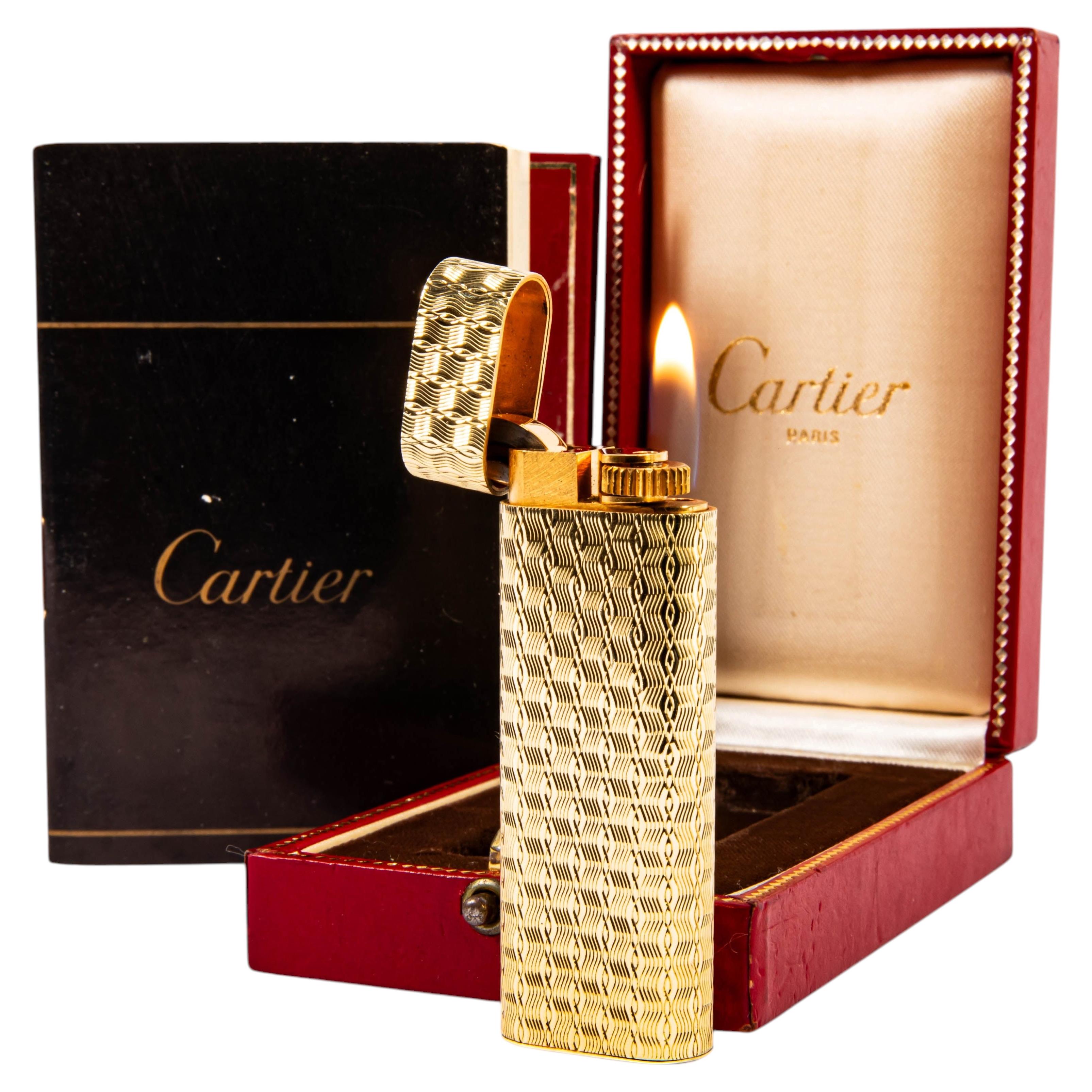 Vintage Factory 18k Solid Gold Cartier Les Must Lighter in Box 1960s