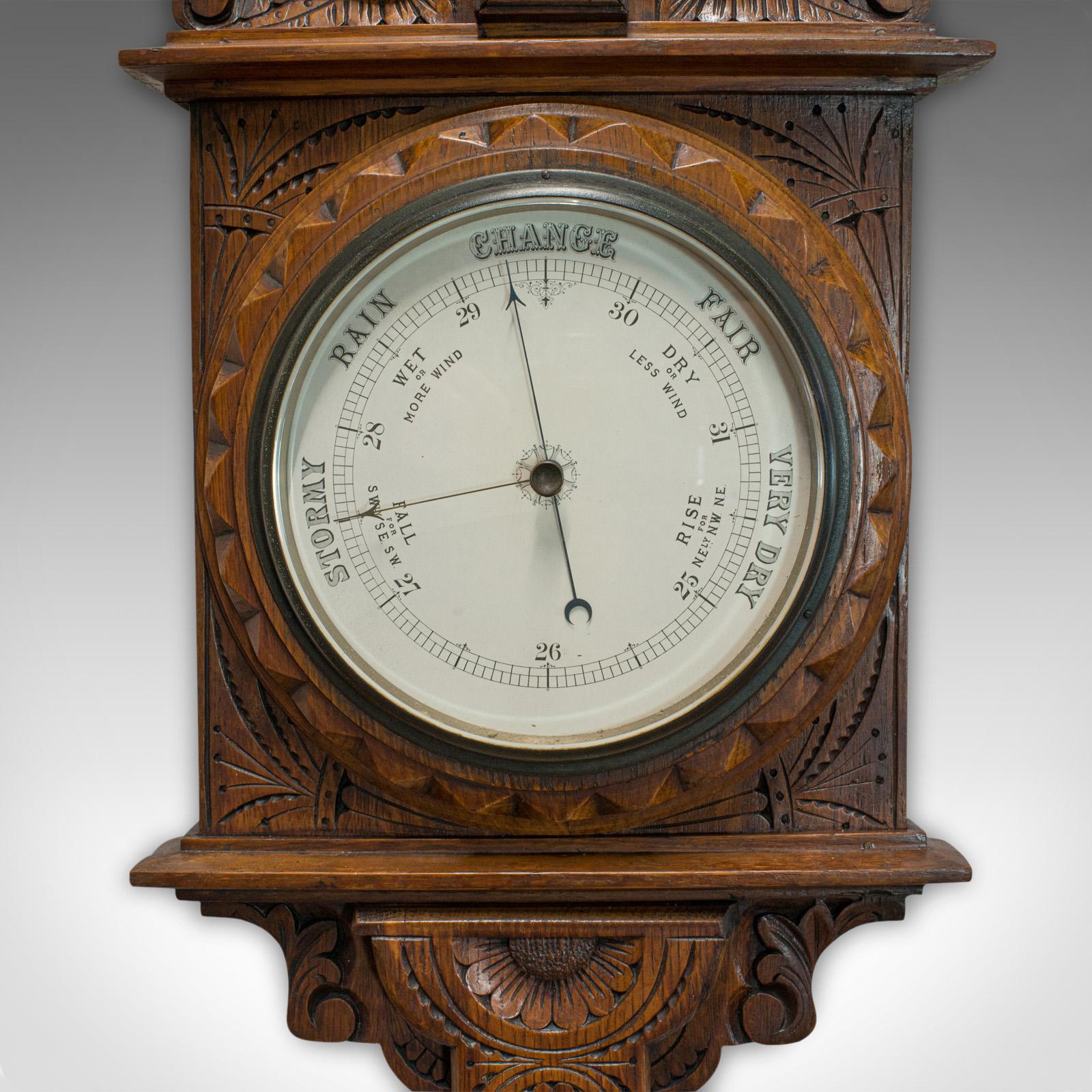 Vintage Factory Barometer, English, Oak, Banjo, Official, Factory Act 1937 For Sale 1