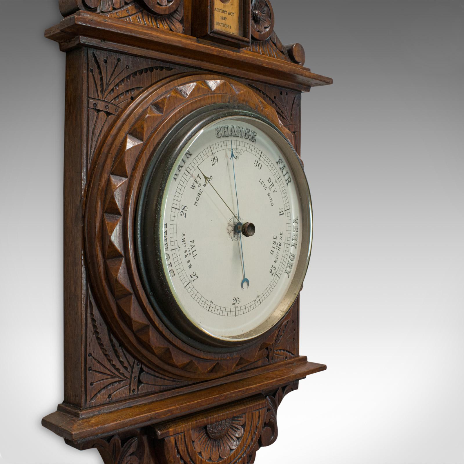 Vintage Factory Barometer, English, Oak, Banjo, Official, Factory Act 1937 For Sale 2