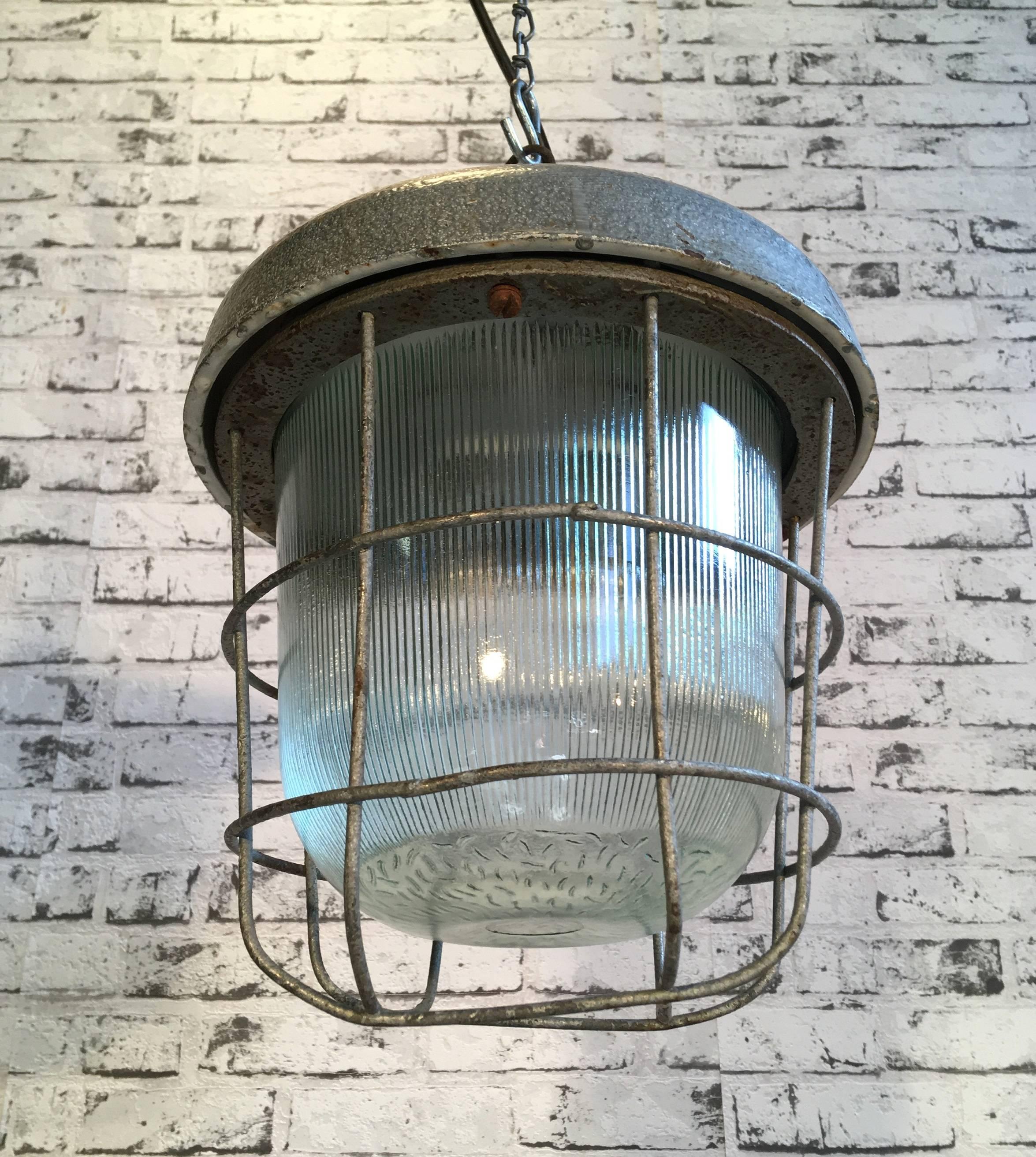 Cast Vintage Factory Hanging Lamp, 1960s