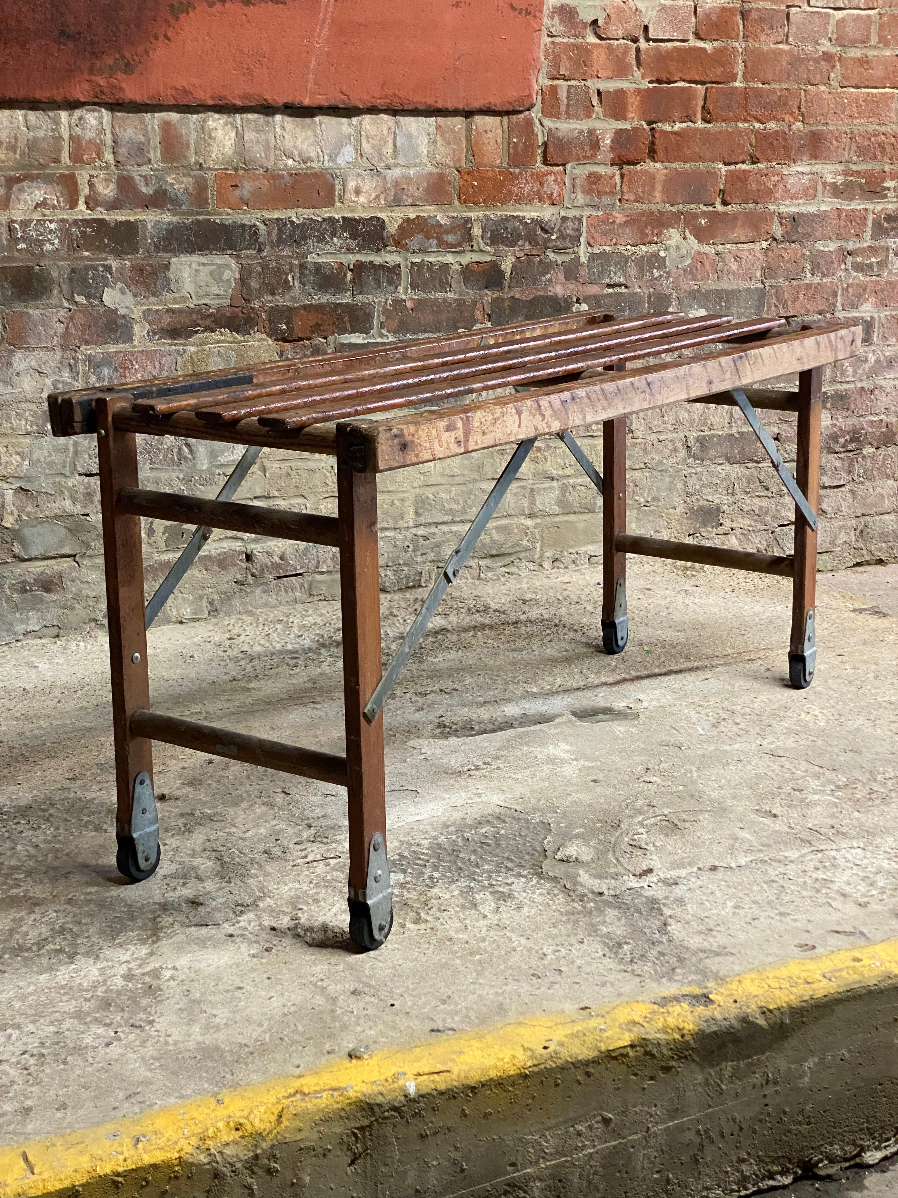 Industrial Vintage Factory Slat Folding Table