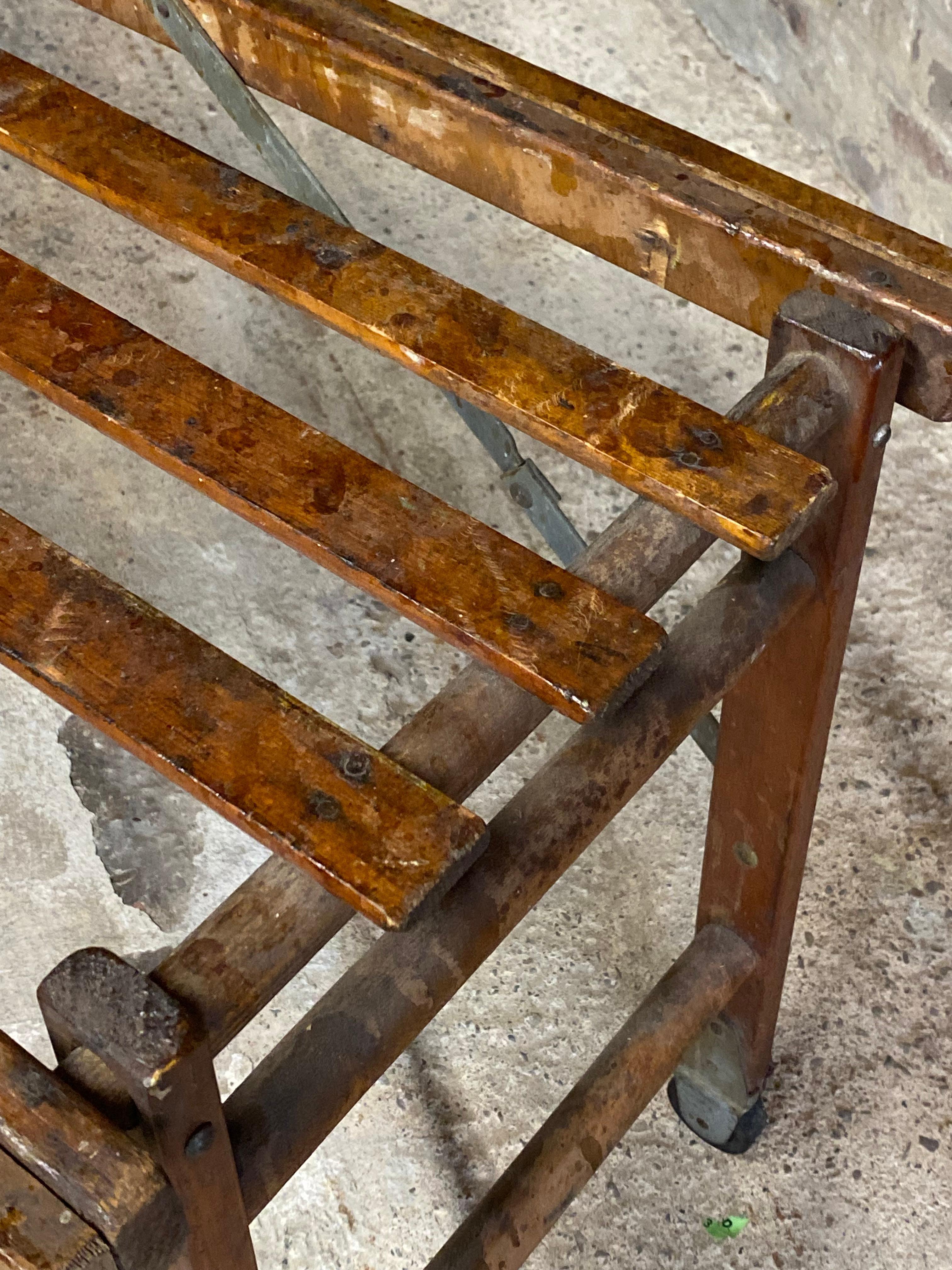 Vintage Factory Slat Folding Table For Sale 2