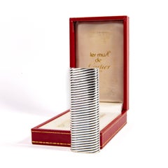 Vintage Factory Solid Silver CARTIER Les Must Lighter in Box 1970s