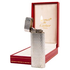 Vintage Factory Massiv Silber CARTIER Les Must Feuerzeug in Box 1970er