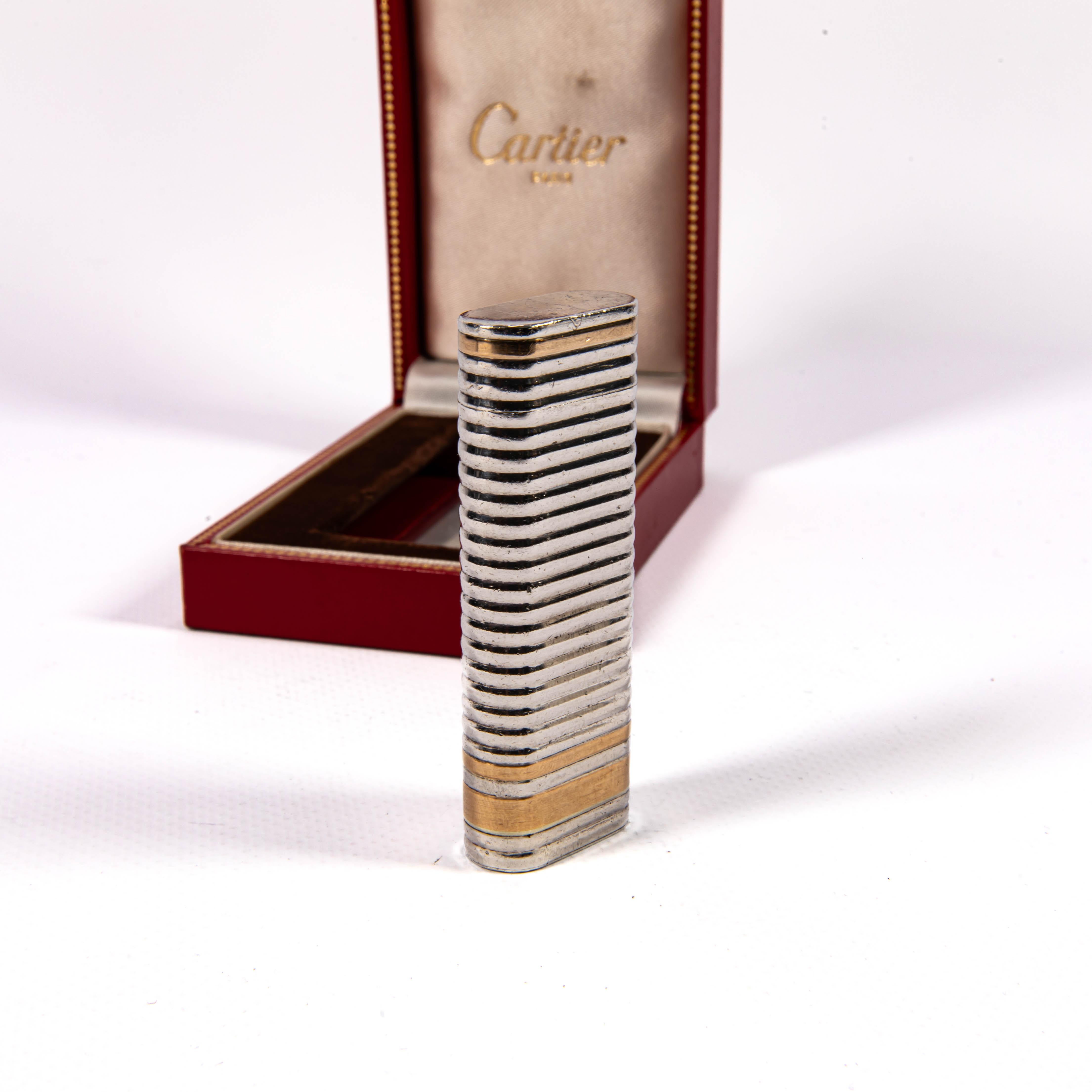 da uomo o donna Accendino d'epoca in argento Sterling CARTIER Les Must in scatola 1970s in vendita
