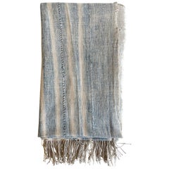 Vintage Faded Blue African Mali Cloth or Throw