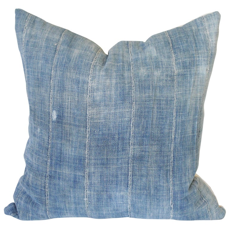 Vintage Faded Blue Indigo African Mud Cloth Pillow Cover At 1stdibs