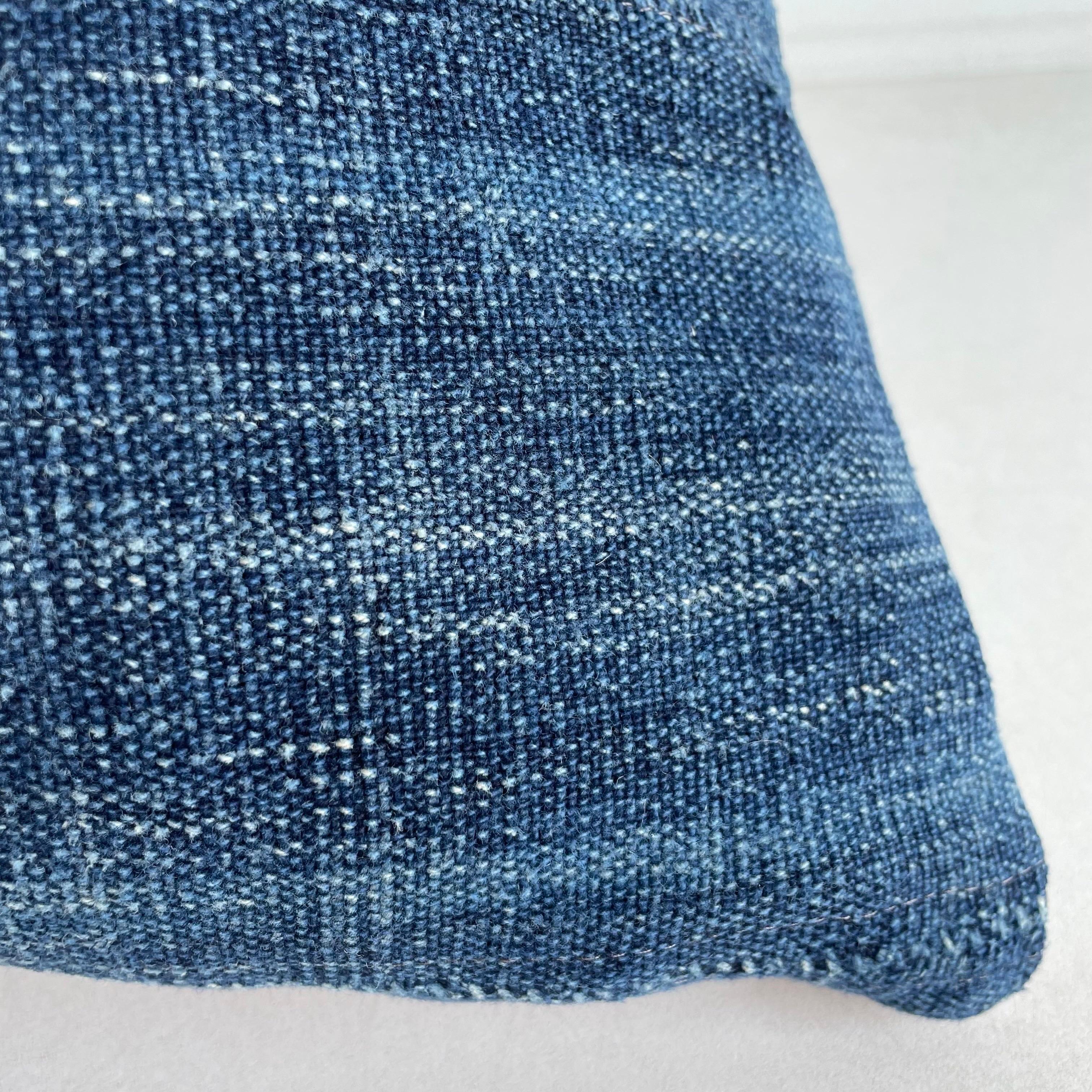 20th Century Vintage Faded Blue Indigo Cloth and Linen Pillow