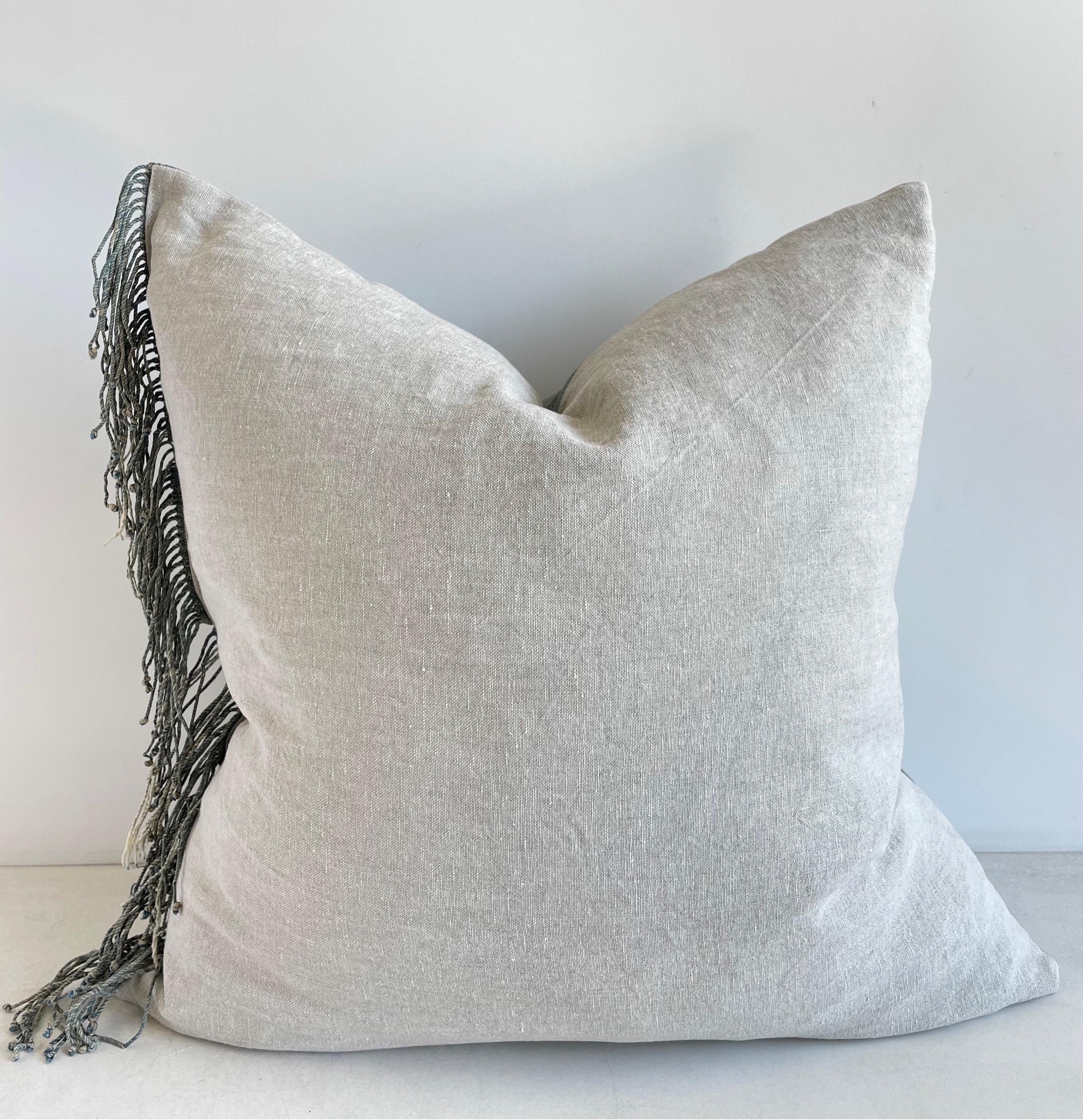 Vintage Faded Blue Indigo Cloth and Linen Pillow 1