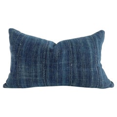 Vintage Faded Blue Indigo Cloth and Linen Pillow