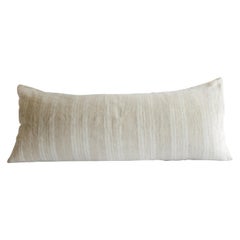 Vintage Faded French Ticking Linen Lumbar Pillow