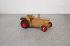 Vintage Fagus Toy Tractor, Solid Oak Construction, Rubber Tires