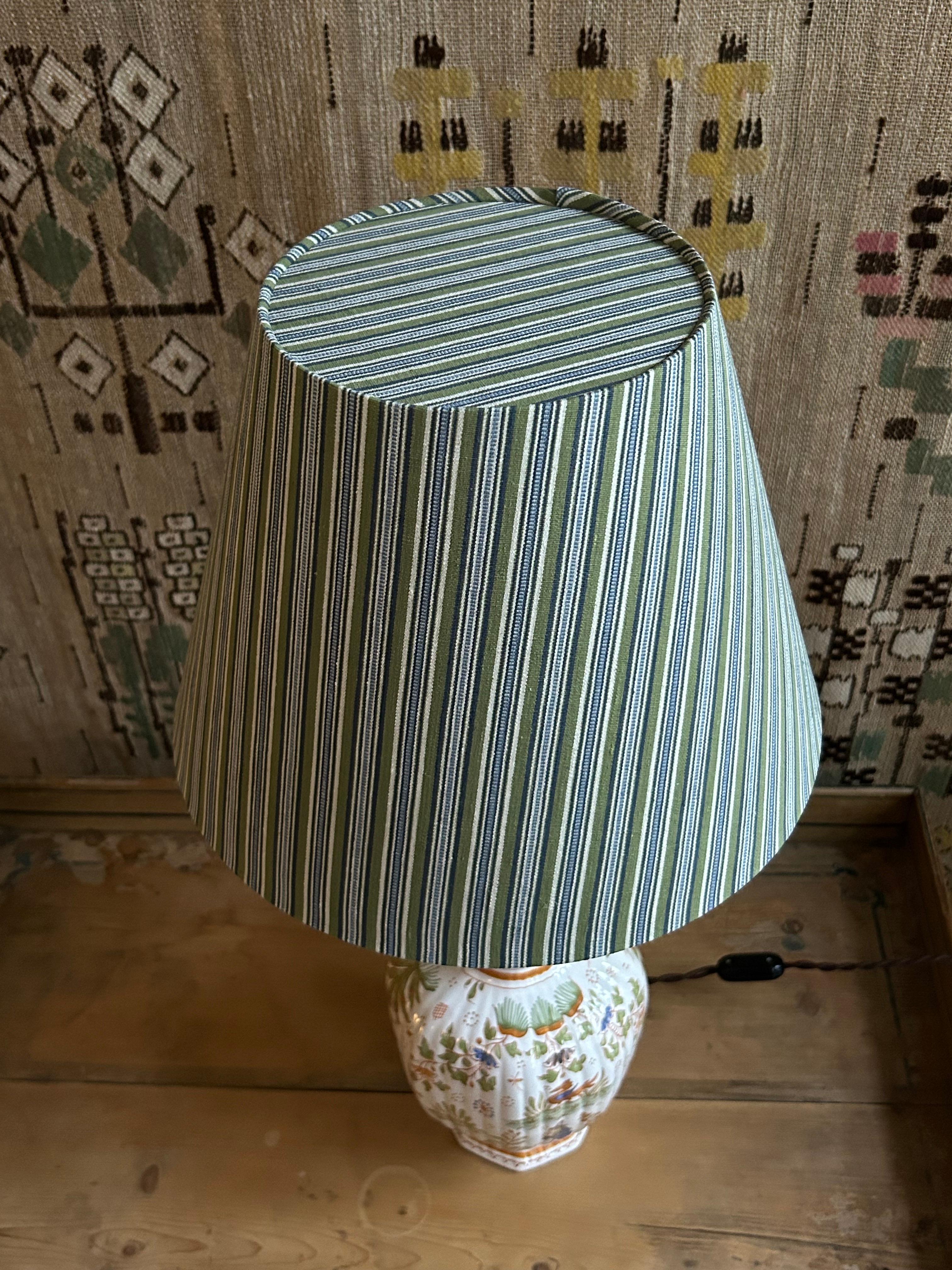 Vintage Faience Ceramic Table Lamp with Customized Shade, France, 20th Century 3