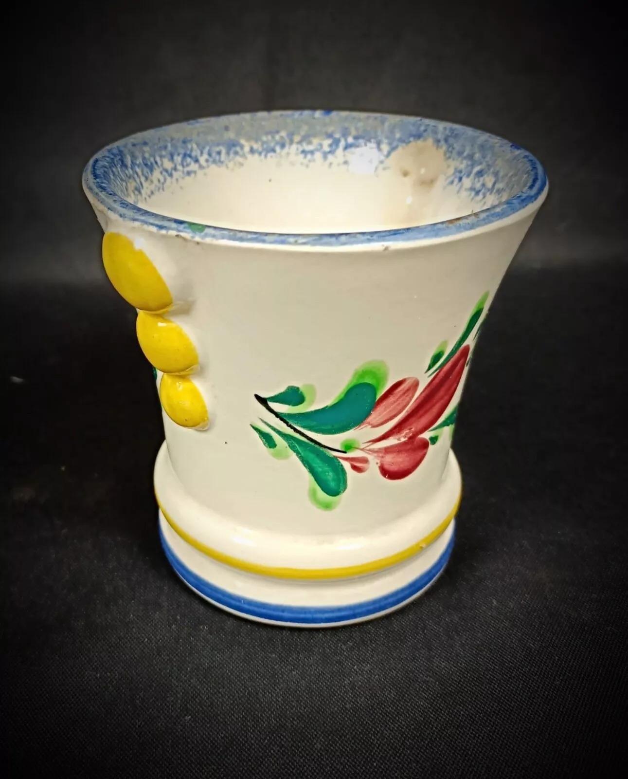 Unknown Vintage Faience Pot by M.F.A Pornic Dinard with Breton and Floral Design - 2Y245 For Sale