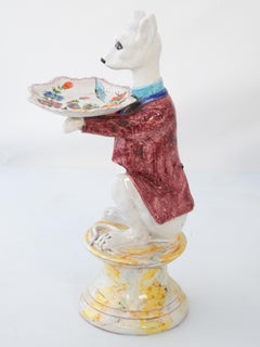 Vintage Faience Terracotta Mouse Butler with Tray