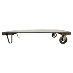 Vintage Fairbanks American Industrial Wood Iron Factory Work Cart Coffee Table B