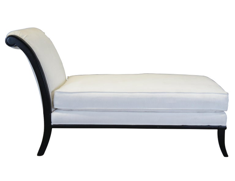 Vintage Fairfield White Upholstered Black Frame French Chaise Lounge For  Sale at 1stDibs
