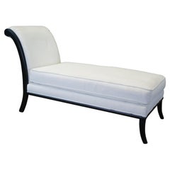 Vintage Fairfield White Upholstered Black Frame French Chaise Lounge