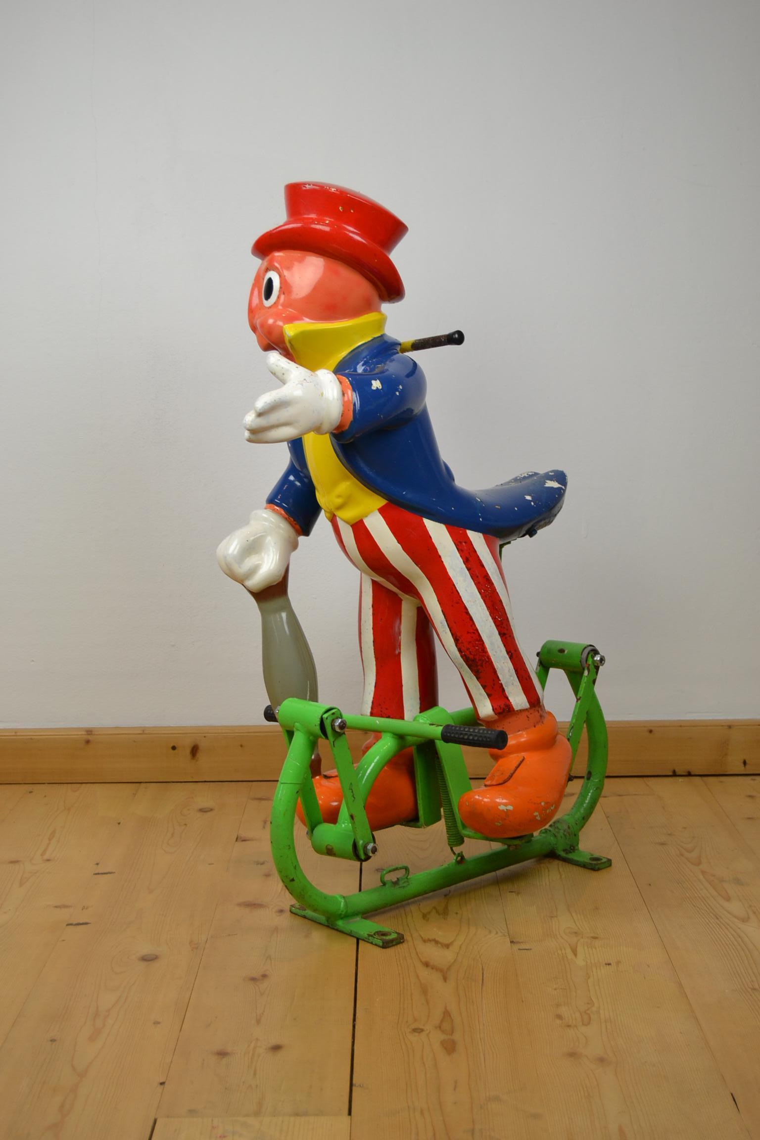 Vintage Fairground Jiminy Cricket Figurine on Iron Swing, Mid-20th Century 4