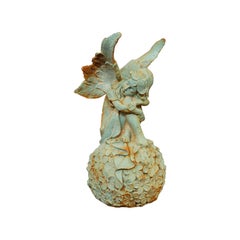 Vintage Fairy Ornament, English, Cast Iron, Garden, Decorative, Statuette