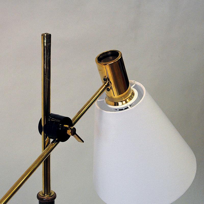 Vintage Falkenberg Adjustable Brass Floorlamp Mod 7032, Sweden 1960s 1