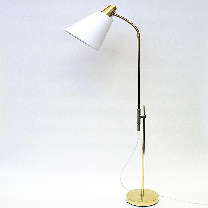 Scandinavian Modern Vintage Falkenberg Adjustable Brass Floorlamp Mod 7080, Sweden, 1950s