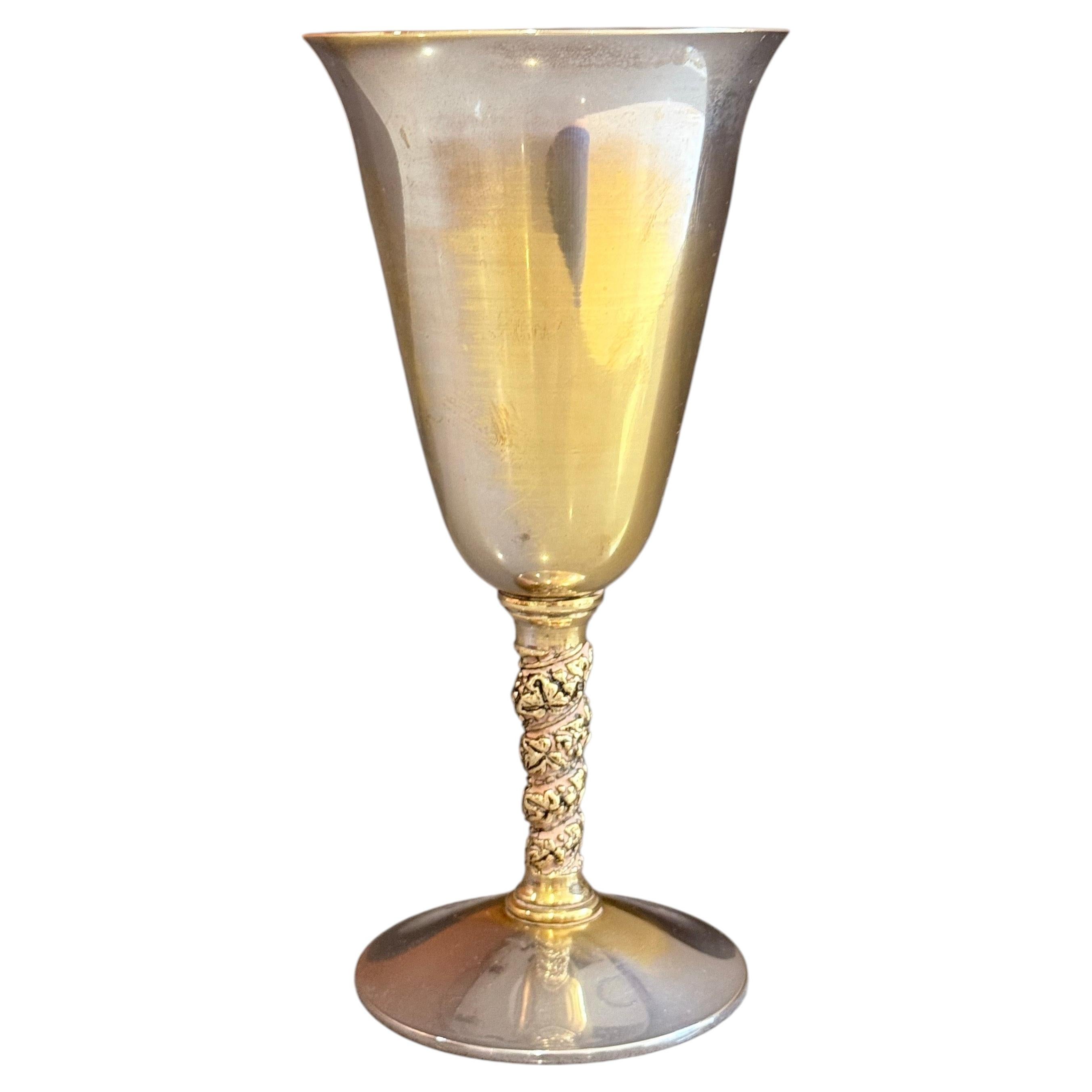 Vintage Falstaff Silver-Plated Wine Glass Goblet, Made in Spain, Ornate Stem Cup
