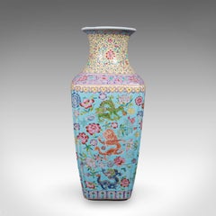 Vintage Famille Rose Display Vase, Oriental, Ceramic, Flower Urn, Art Deco, 1940