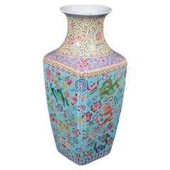 Vintage Famille Rose Display Vase, Oriental, Ceramic, Flower Urn, Art Deco, 1940