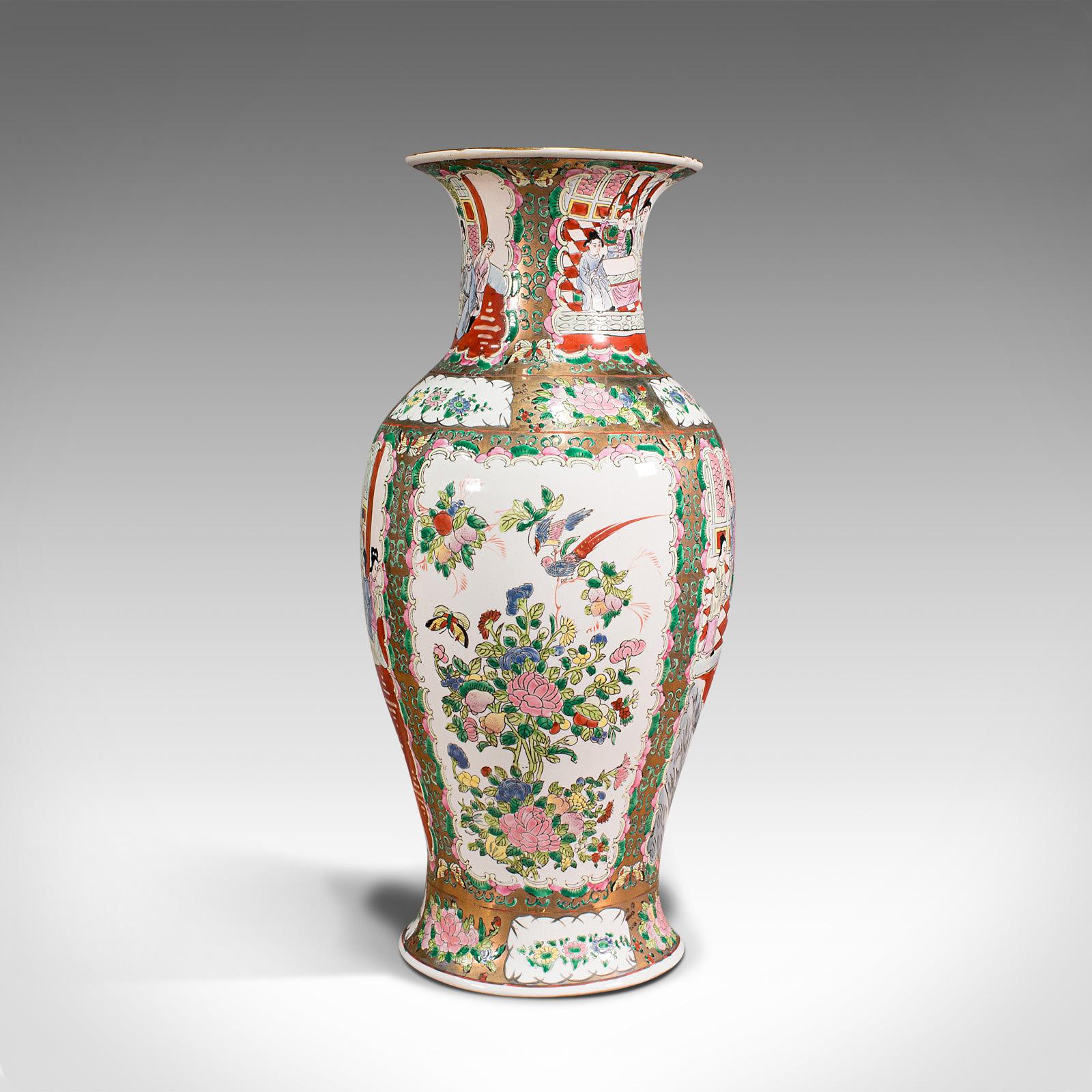 20th Century Vintage Famille Rose Vase, Chinese, Ceramic, Decorative, Art Deco, Circa 1940 For Sale