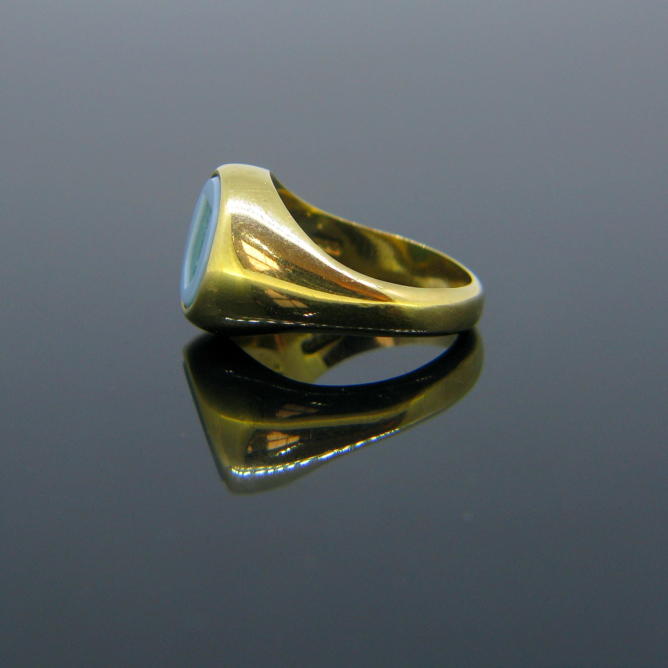Vintage Familienwappen-Siegelring aus Achat mit Intaglio, 18kt Gold für Damen oder Herren